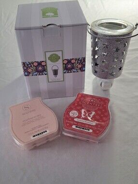 Scentsy Seeing Stars Metal Mini Warmer- Extras : 2 Wax Bars. NWT.